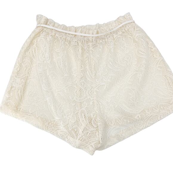 2/$30 FORTUNE Swimwear Shorts Size M Cream Ivory Lace Short Elastic Tie Waist - Picture 4 of 5